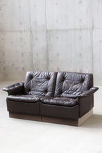 Load image into Gallery viewer, Brown Leather Patchwork Loveseat