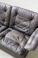 Load image into Gallery viewer, Brown Leather Patchwork Loveseat