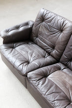 Load image into Gallery viewer, Brown Leather Patchwork Loveseat