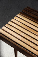 Load image into Gallery viewer, Short Mid Century Slatted Bench