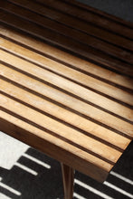 Load image into Gallery viewer, Short Mid Century Slatted Bench