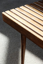 Load image into Gallery viewer, Short Mid Century Slatted Bench