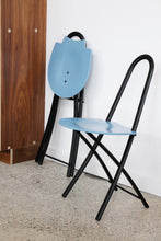 Load image into Gallery viewer, Mid Century Blue Folding Chairs