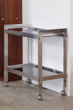 Load image into Gallery viewer, Aluminum & Smoked Glass Bar Cart