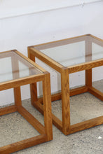 Load image into Gallery viewer, Square Oak & Glass Side Tables