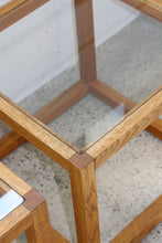 Load image into Gallery viewer, Square Oak & Glass Side Tables