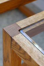 Load image into Gallery viewer, Square Oak & Glass Side Tables