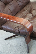 Load image into Gallery viewer, Danish Modern Leather Patchwork Swivel Chair