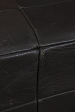 Load image into Gallery viewer, Danish Black Patchwork Leather Ottoman