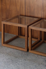 Load image into Gallery viewer, Square Oak & Glass Side Tables