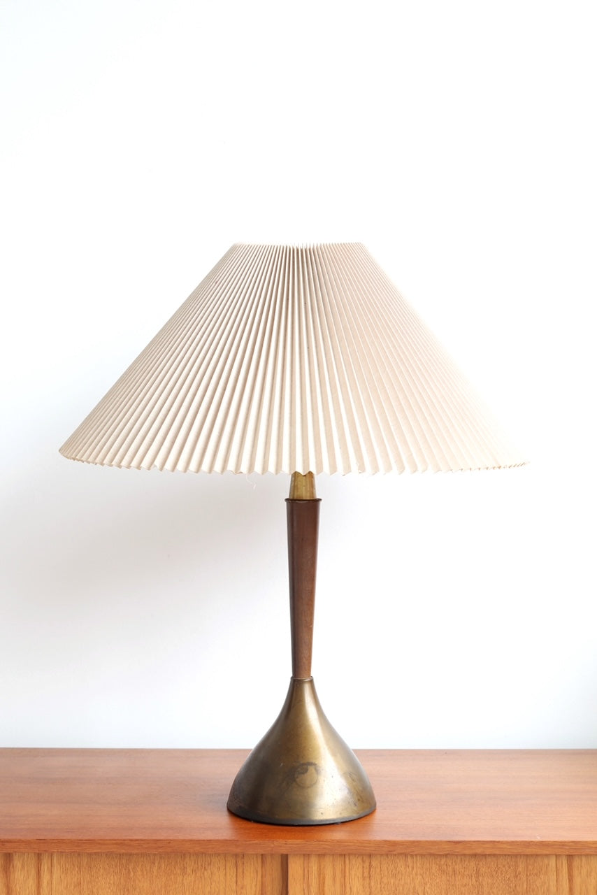 Mid Century Brass & Walnut Table Lamp