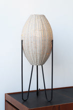 Load image into Gallery viewer, White Wicker &amp; Iron Mid Century Lamp
