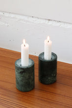 Load image into Gallery viewer, Green Marble Cylinder Candle Holders
