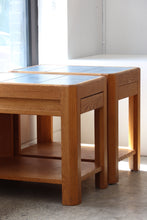 Load image into Gallery viewer, Oak &amp; Blue Tile End Tables
