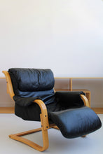 Load image into Gallery viewer, Leather Bentwood Lounge Chair &amp; Ottoman
