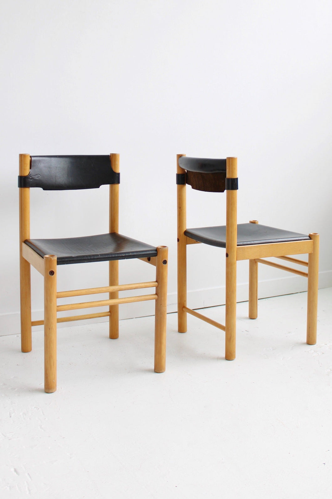Italian Leather & Beechwood Chairs
