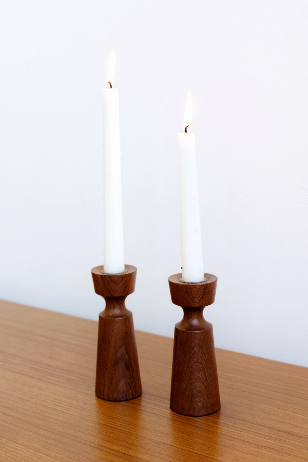 Danish Teak Candle Holders