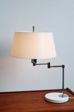 Load image into Gallery viewer, Plastic &amp; Chrome Swing Arm Table Lamp
