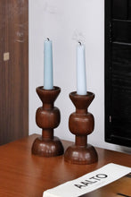 Load image into Gallery viewer, Sculptural Wood Candlestick Holders
