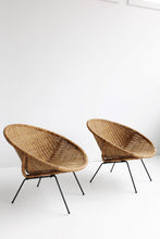 Load image into Gallery viewer, Mid Century Wicker &amp; Iron Hoop Chair

