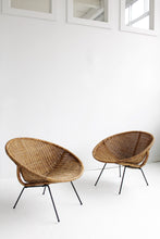 Load image into Gallery viewer, Mid Century Wicker &amp; Iron Hoop Chair
