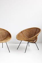 Load image into Gallery viewer, Mid Century Wicker &amp; Iron Hoop Chair
