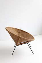 Load image into Gallery viewer, Mid Century Wicker &amp; Iron Hoop Chair
