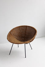 Load image into Gallery viewer, Mid Century Wicker &amp; Iron Hoop Chair
