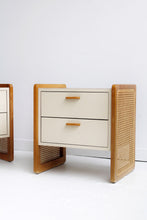 Load image into Gallery viewer, 70&#39;s Laminate &amp; Cane Nightstands

