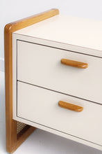 Load image into Gallery viewer, 70&#39;s Laminate &amp; Cane Nightstands
