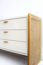 Load image into Gallery viewer, 70&#39;s Laminate &amp; Cane Lowboy Dresser
