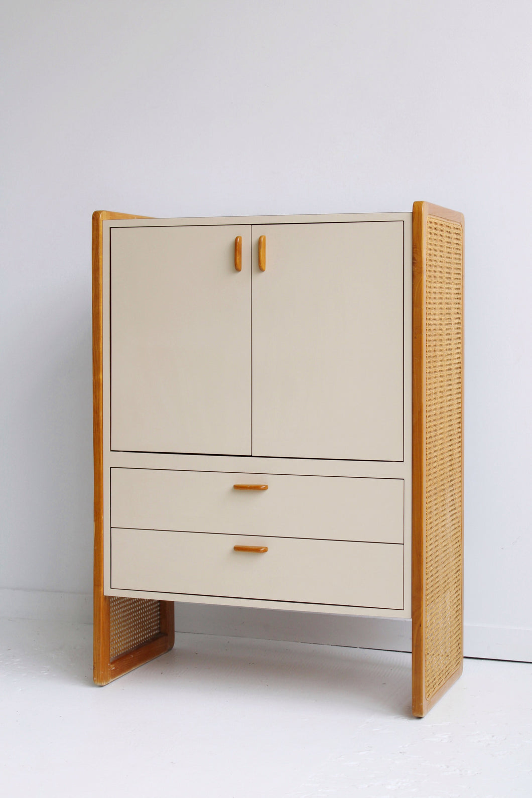 70's Laminate & Cane Armoire