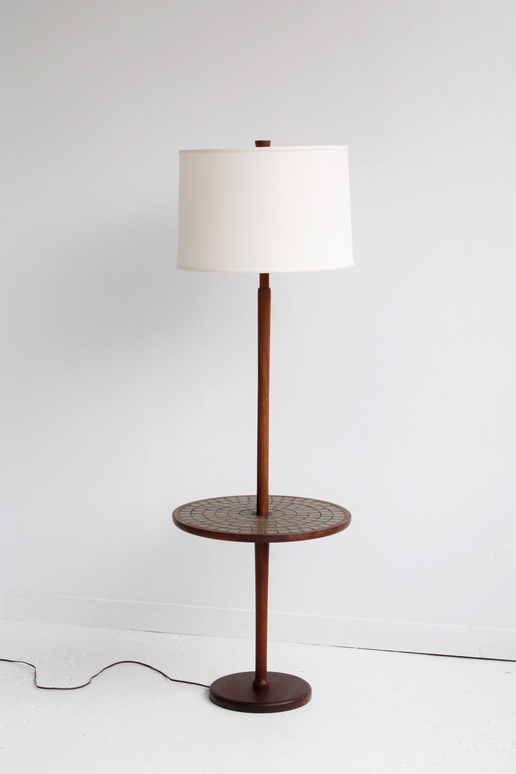 Martz Tile & Walnut Side Table Floor Lamp