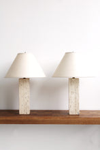 Load image into Gallery viewer, Travertine Lamp Pair

