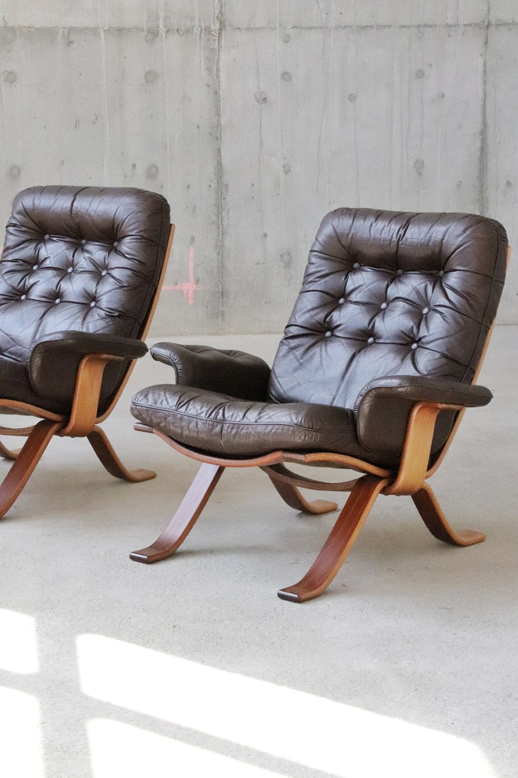 Sculptural Teak & Leather Lounge Chair