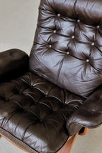 Load image into Gallery viewer, Sculptural Teak &amp; Leather Lounge Chair
