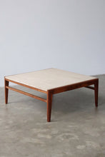 Load image into Gallery viewer, Mid Century Walnut &amp; Travertine Coffee Table
