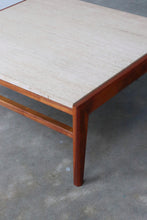 Load image into Gallery viewer, Mid Century Walnut &amp; Travertine Coffee Table

