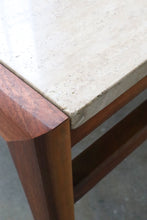 Load image into Gallery viewer, Mid Century Walnut &amp; Travertine Coffee Table
