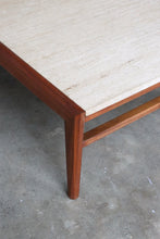 Load image into Gallery viewer, Mid Century Walnut &amp; Travertine Coffee Table
