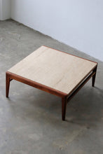 Load image into Gallery viewer, Mid Century Walnut &amp; Travertine Coffee Table
