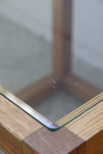 Load image into Gallery viewer, Square Oak &amp; Glass Side Tables
