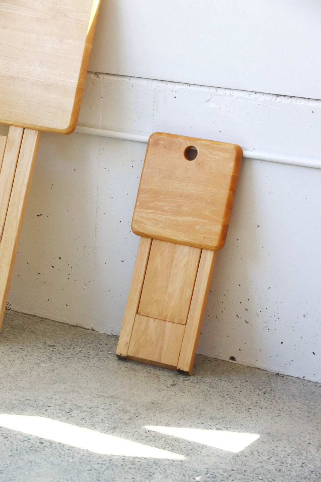 Square Blonde Wood Folding Stool