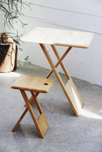 Load image into Gallery viewer, Square Blonde Wood Folding Stool
