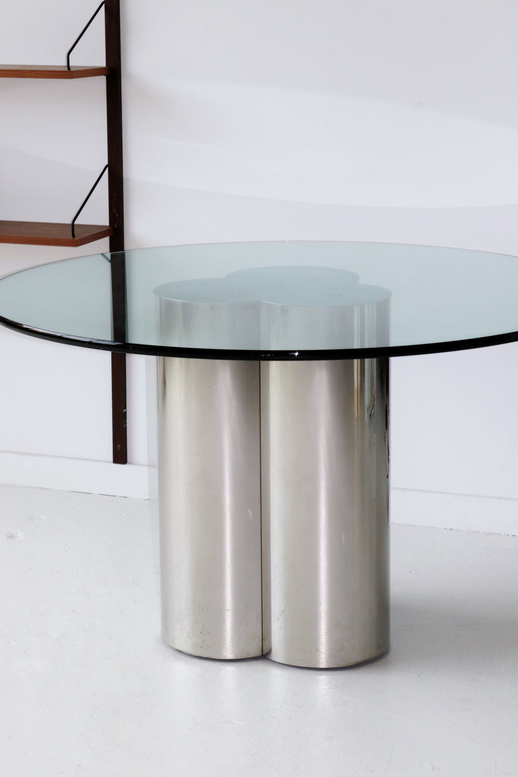 Triple Cylinder Chrome Pedestal Dining Table