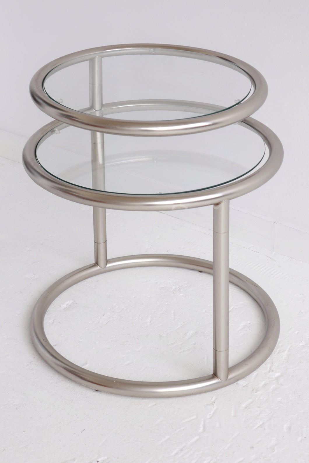 Matte Chrome Swivel Side Table