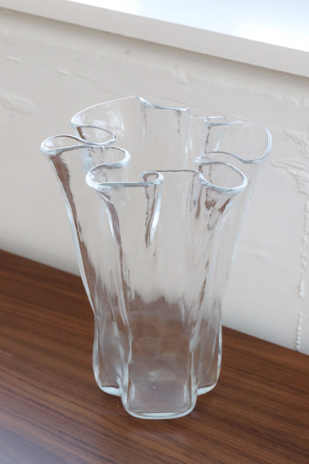 Handblown Glass Ruffle Vase