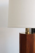 Load image into Gallery viewer, Large 70&#39;s Mid Century Wood Lamp
