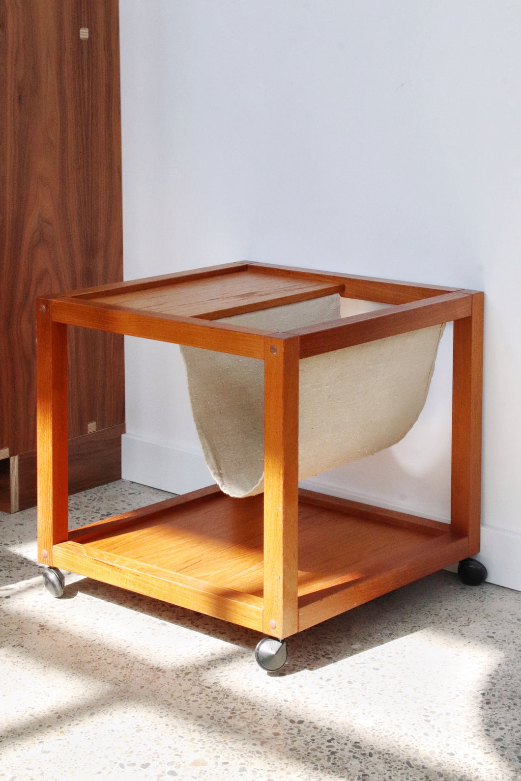 Teak Magazine Sling Side Table