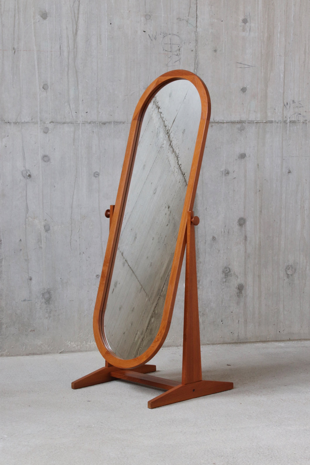 Danish Modern Teak Standing Mirror By Pedersen & Hansen